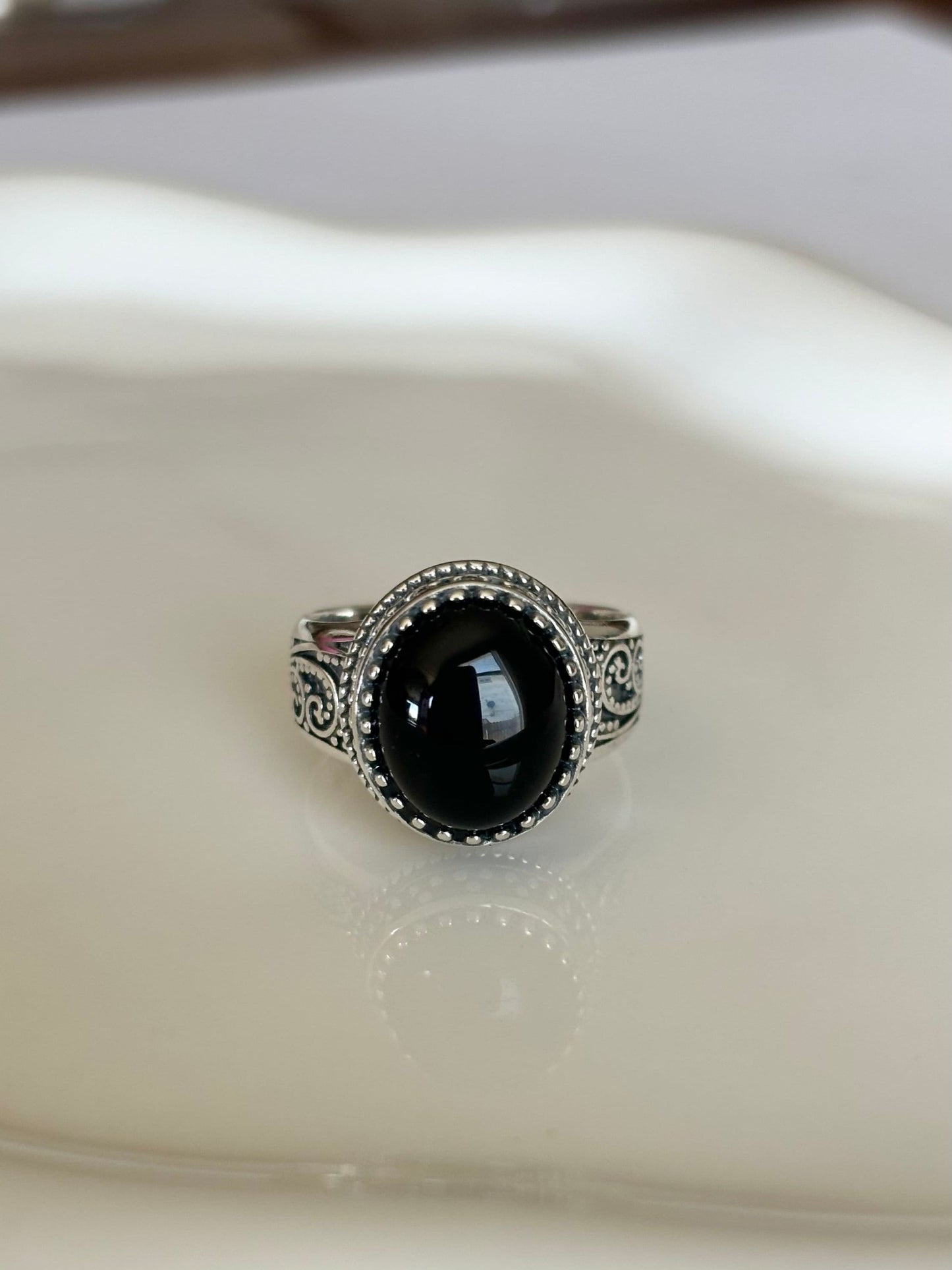 Sterling Silver Black Onyx Stone Ring