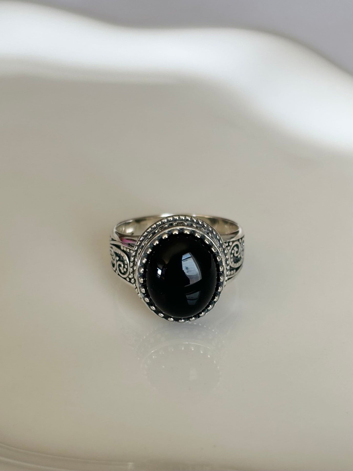 Sterling Silver Black Onyx Stone Ring