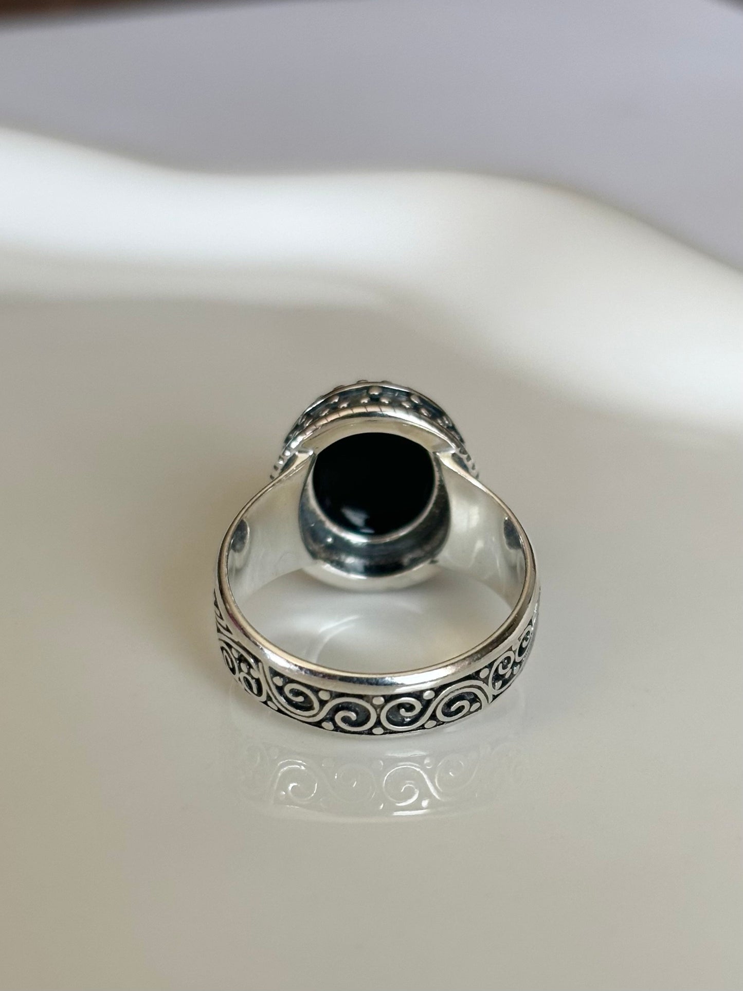 Sterling Silver Black Onyx Stone Ring