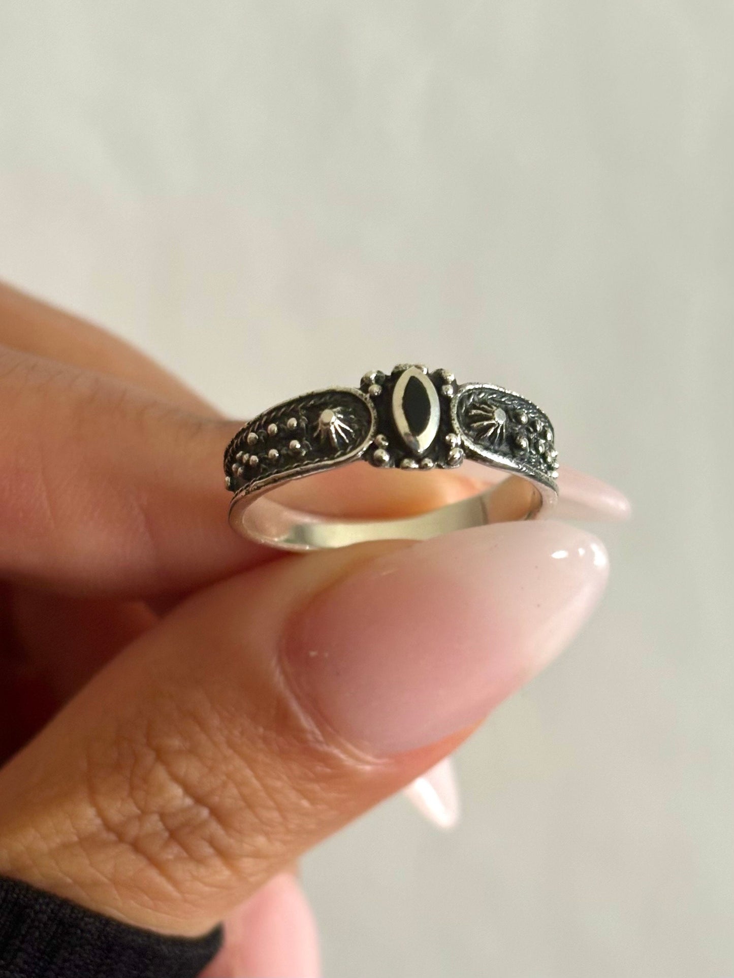 Sterling Silver Black Onyx Stone Ring