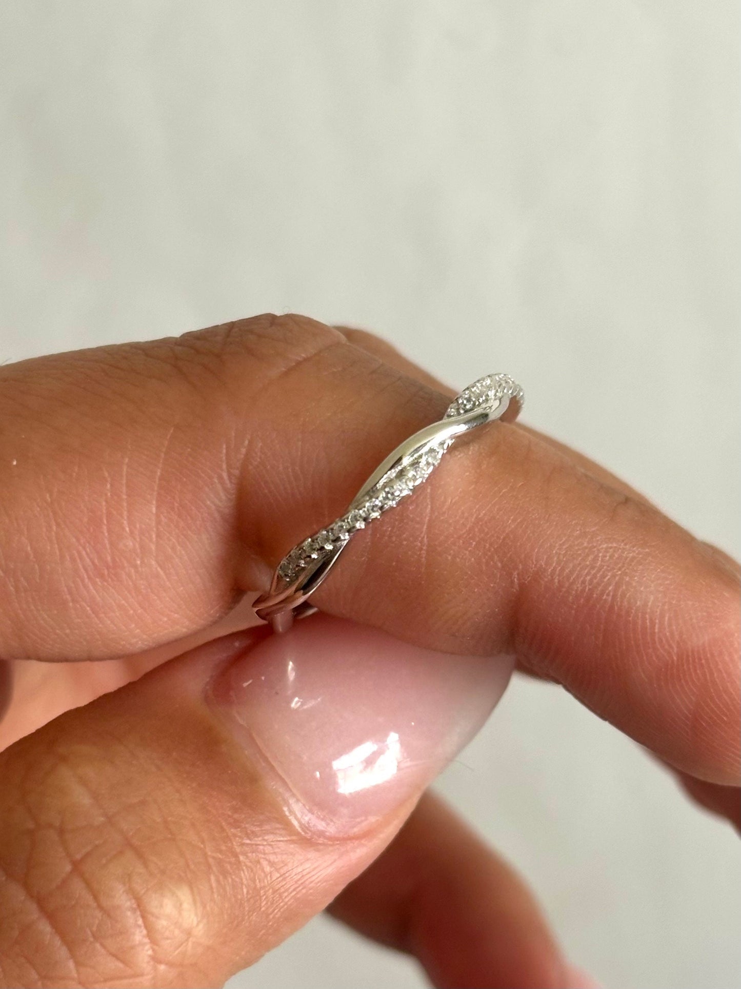 CZ Intertwined Braided Sterling Silver Ring