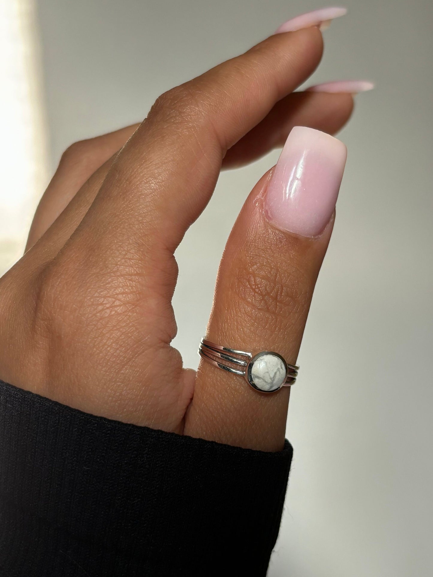 Sterling Silver White Turquoise Stone Ring