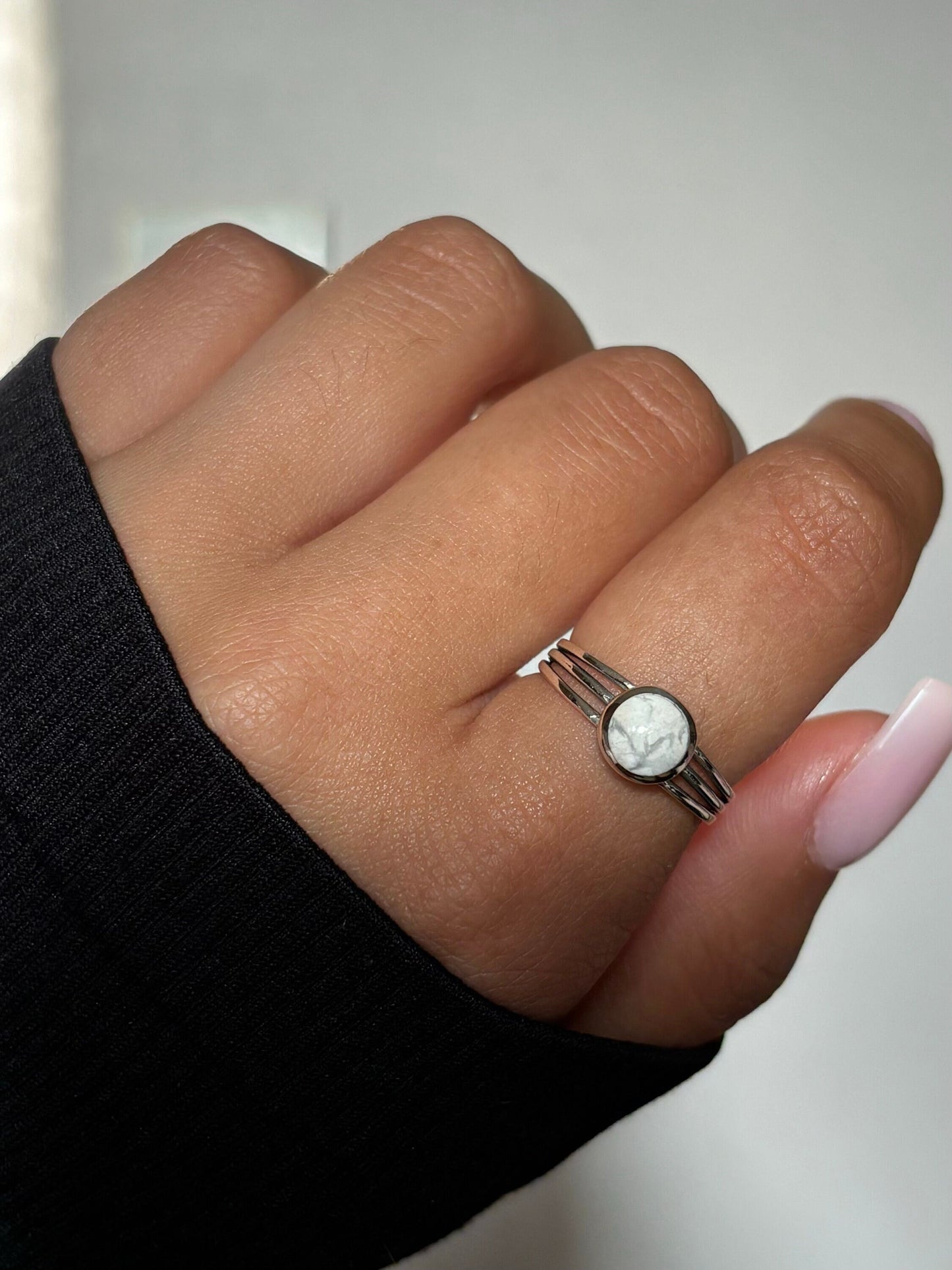 Sterling Silver White Turquoise Stone Ring