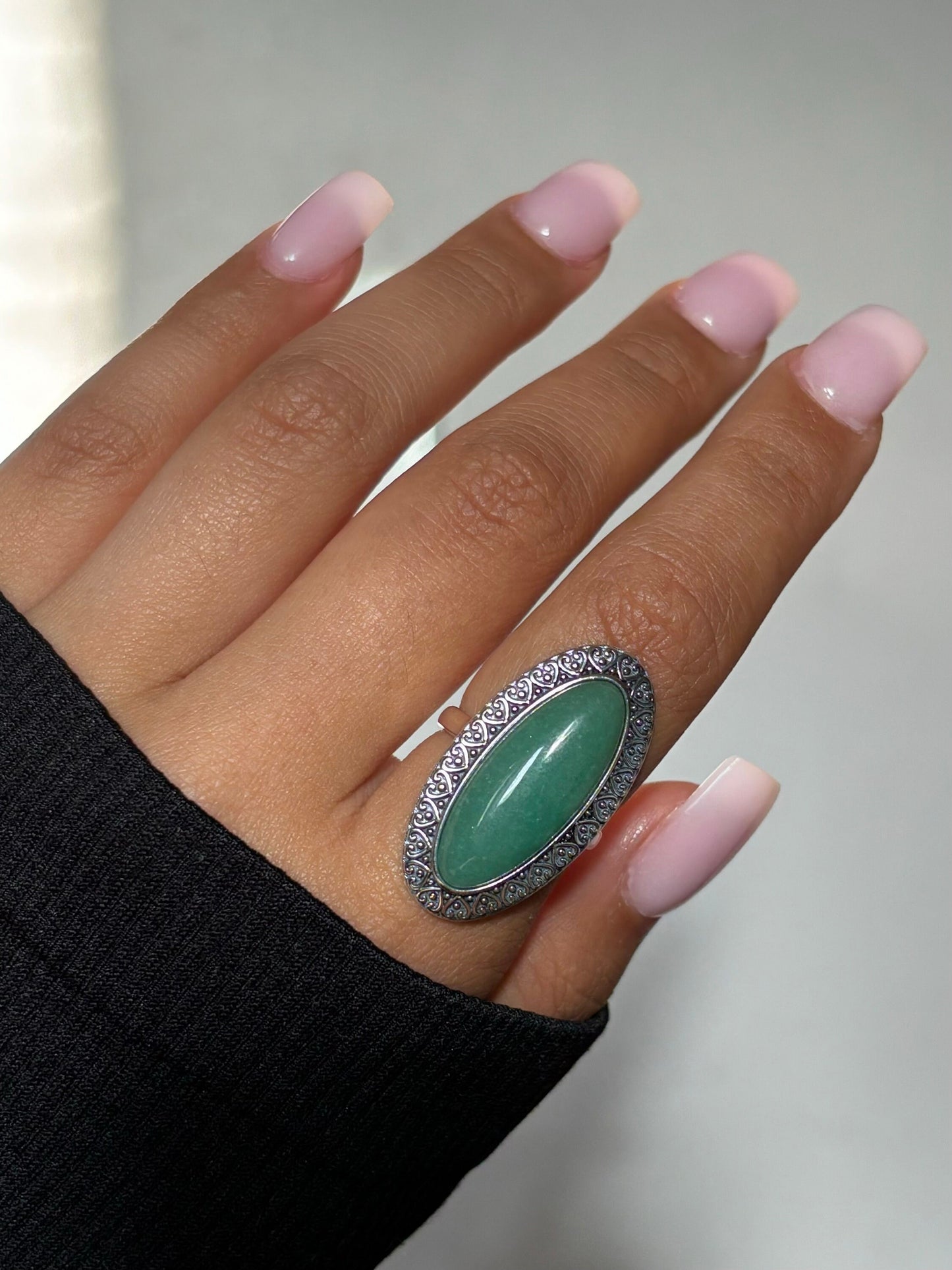 Sterling Silver Jade Stone Ring