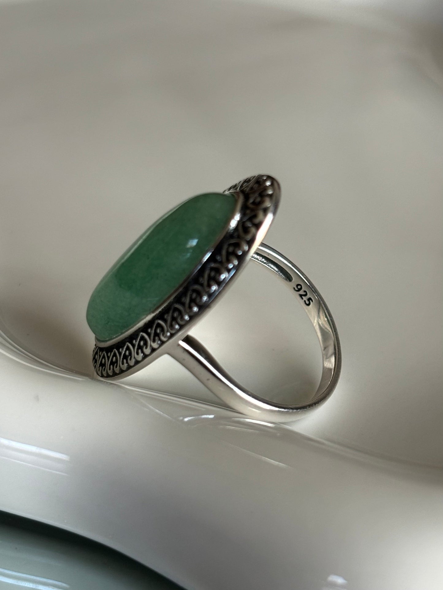 Sterling Silver Jade Stone Ring