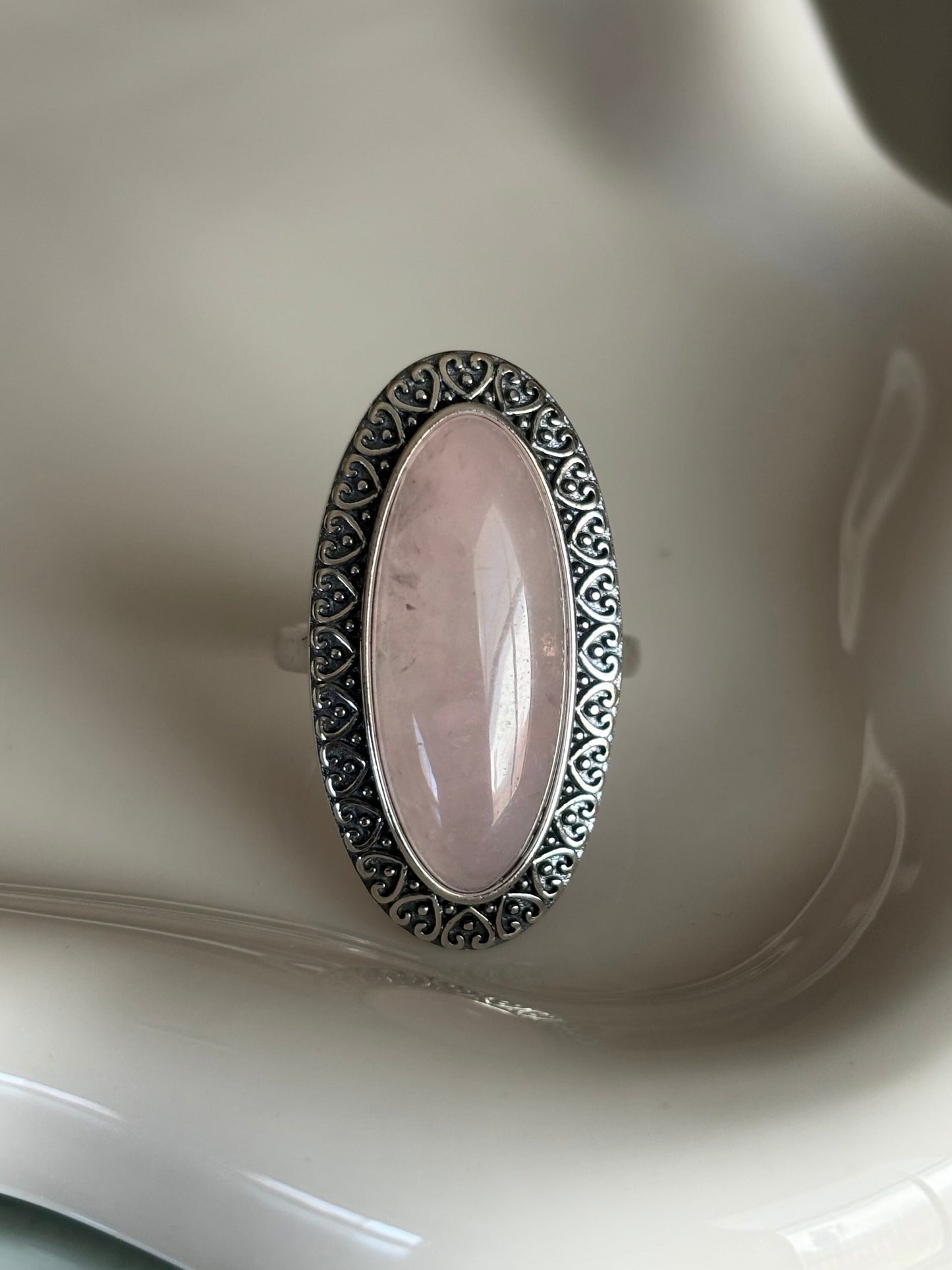 Sterling Silver Natural Rose Quartz Ring