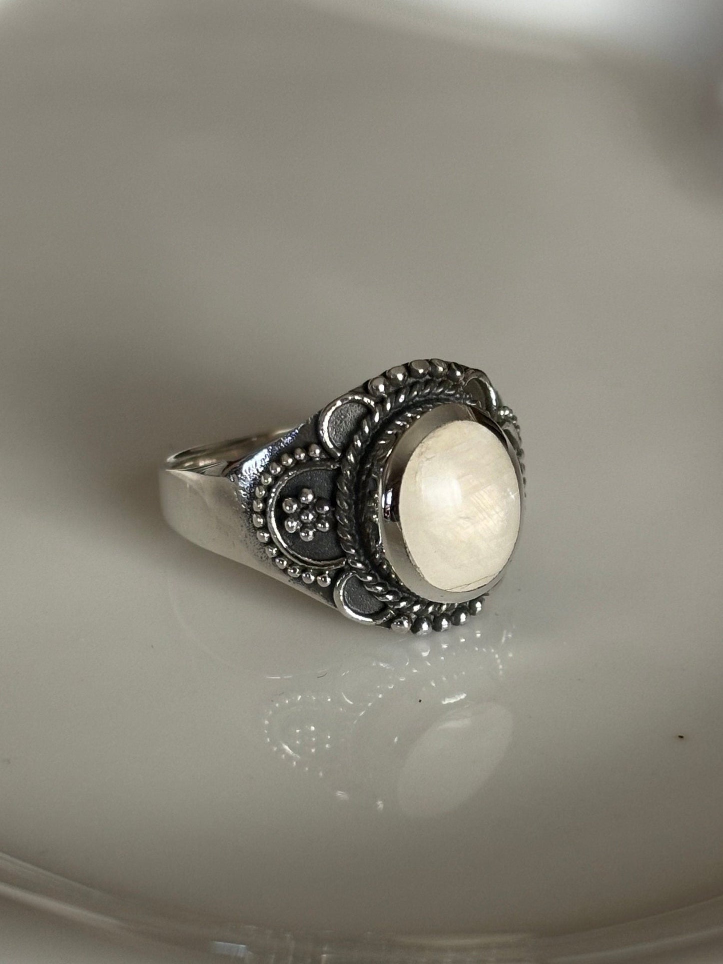 Natural Moonstone Sterling Silver Ring