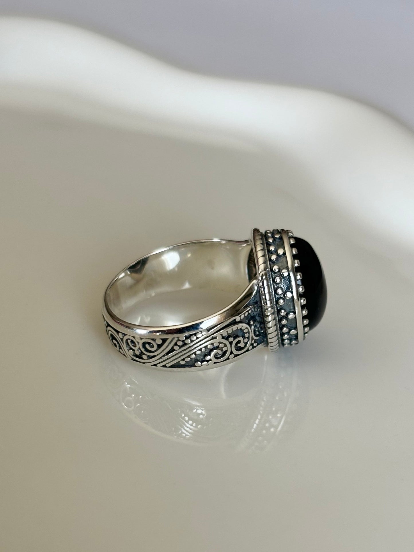 Sterling Silver Black Onyx Stone Ring