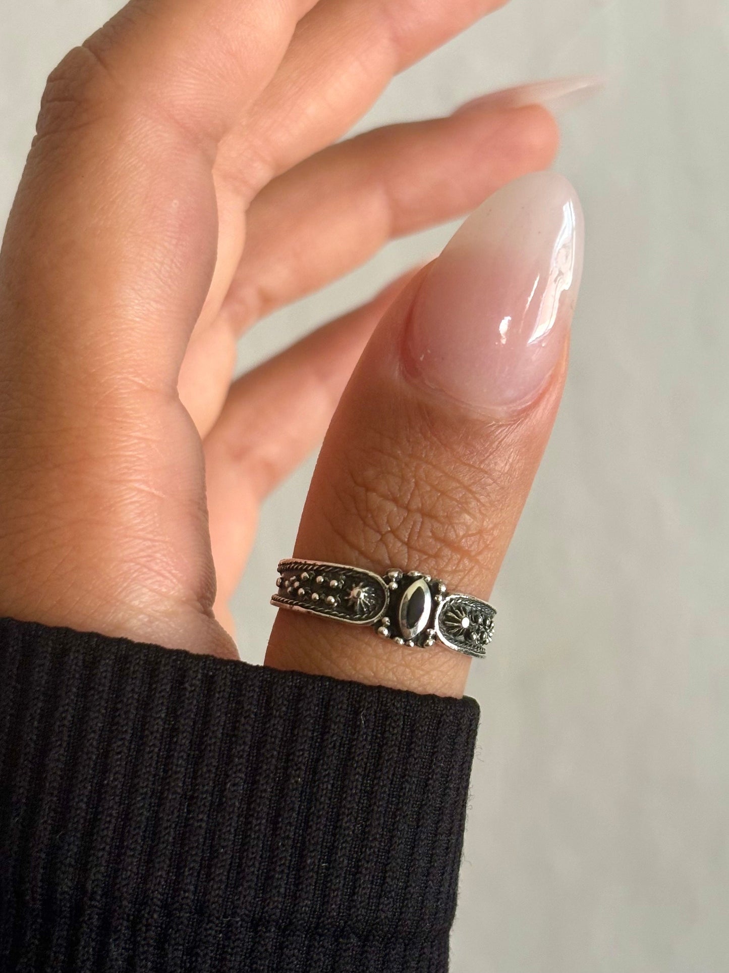 Sterling Silver Black Onyx Stone Ring