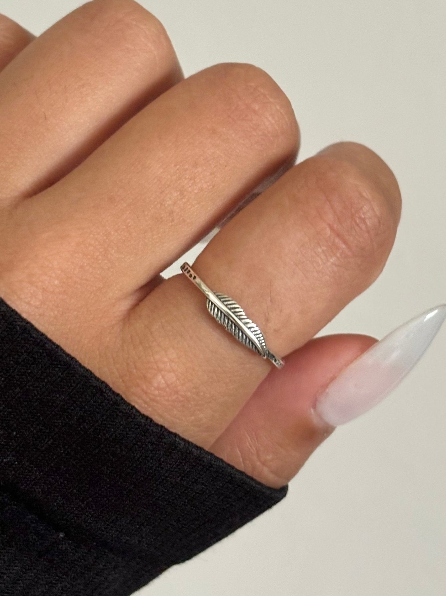 Tiny Feather Sterling Silver Ring