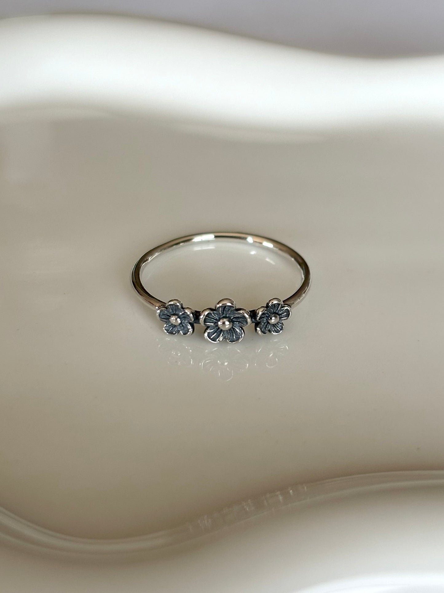 Sterling Silver Triple Flower Ring