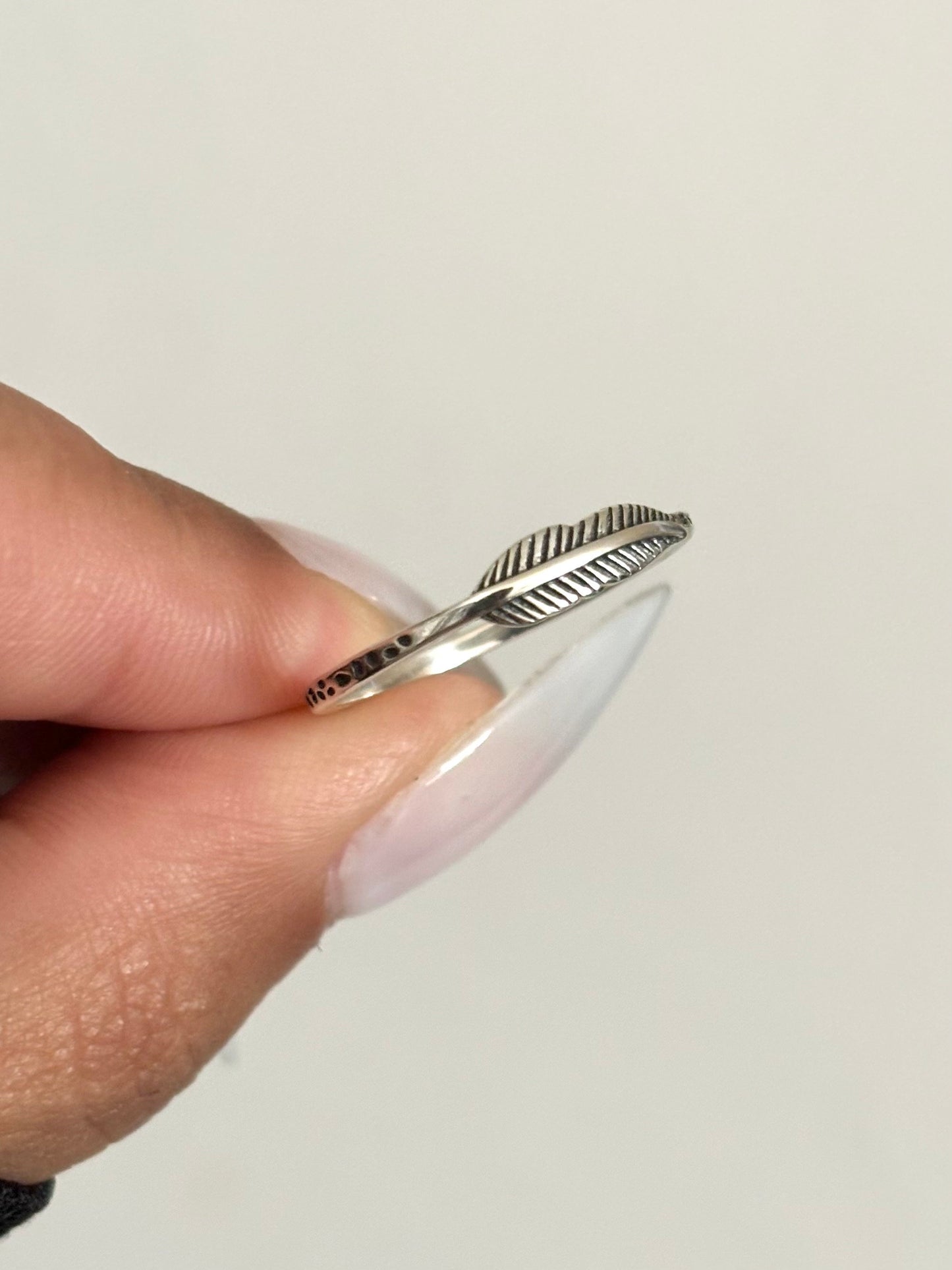 Tiny Feather Sterling Silver Ring