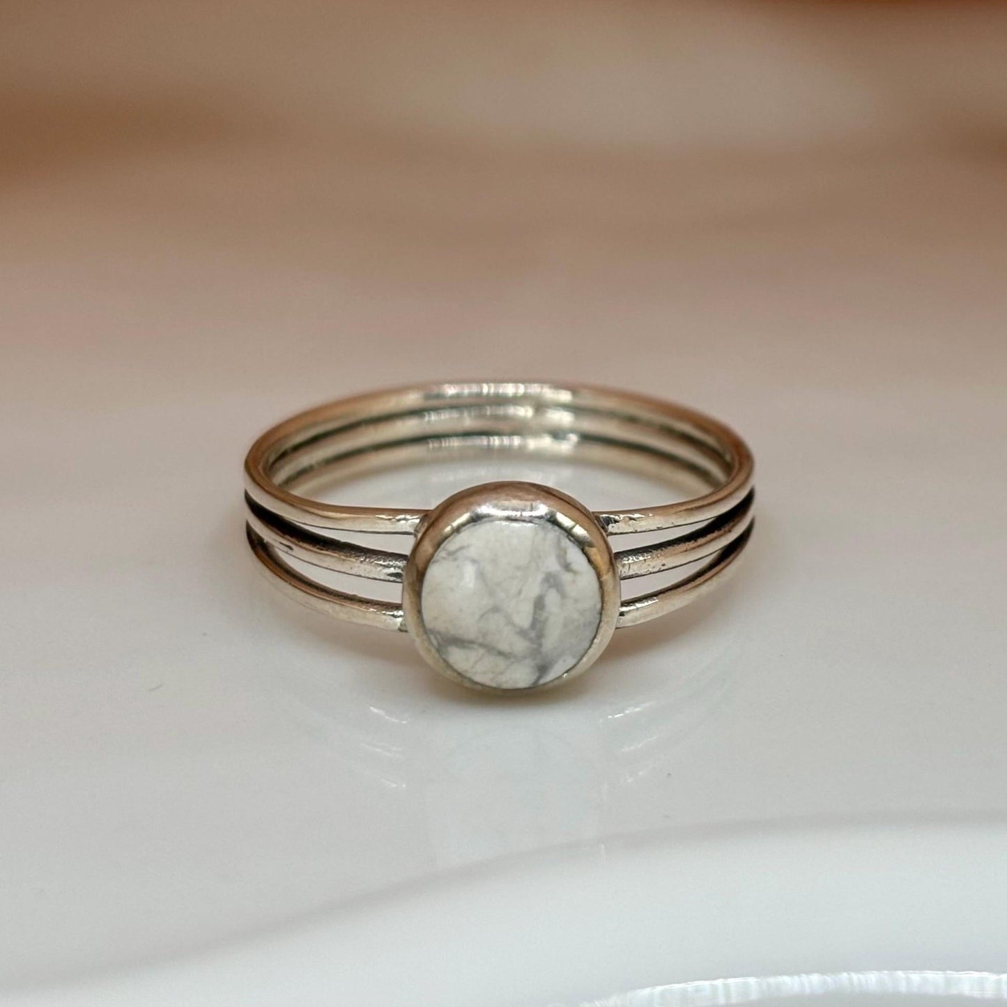 Sterling Silver White Turquoise Stone Ring