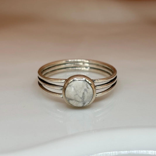 Sterling Silver White Turquoise Stone Ring