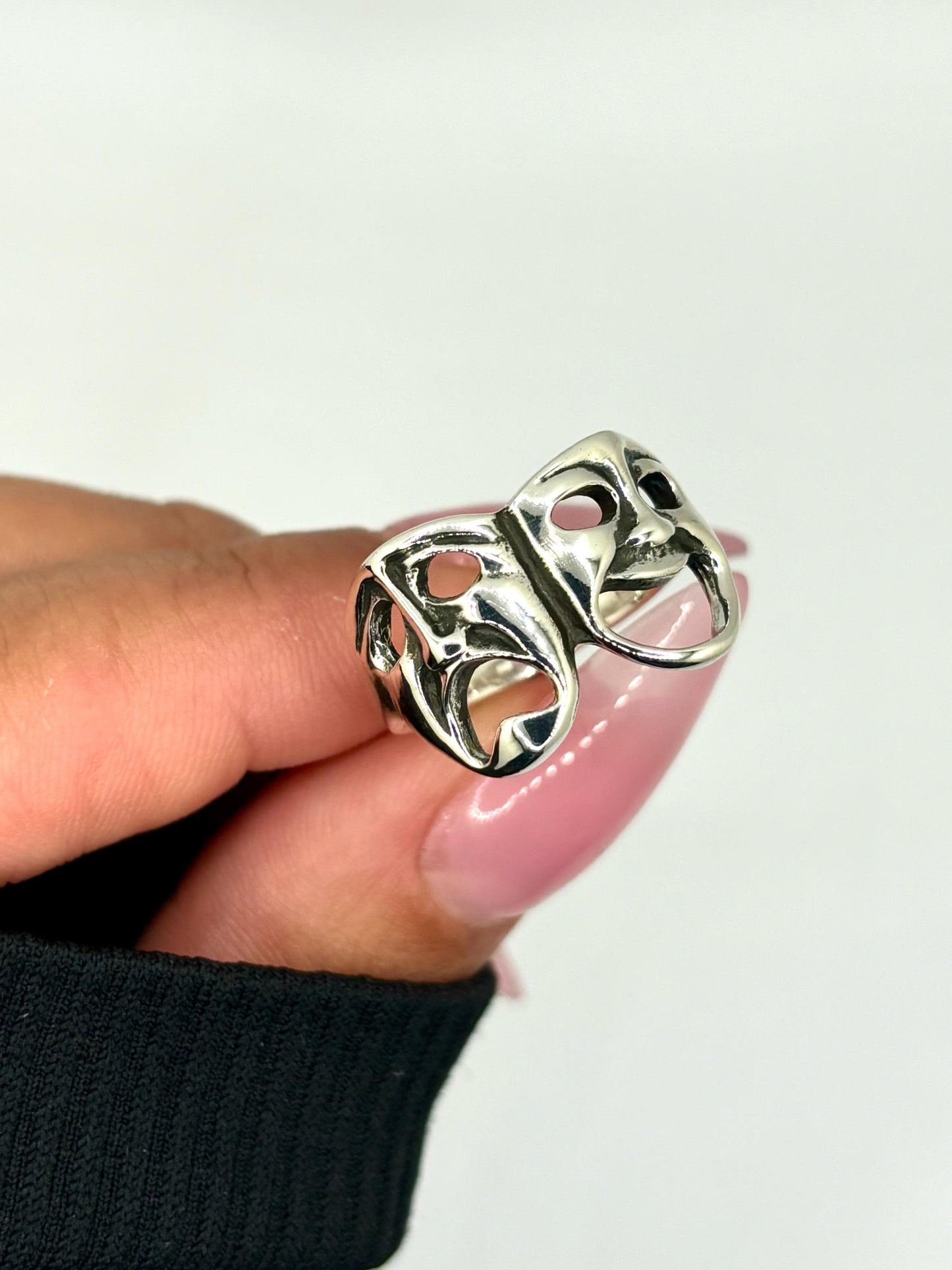 Theatrical Mask Sterling Silver Ring